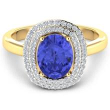 14KT Yellow Gold 1.41ct Tanzanite and Diamond Ring