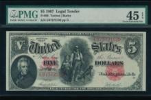 1907 $5 Legal Tender Note PMG 45EPQ