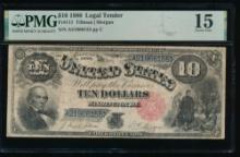 1880 $10 Jackass Legal Tender Note PMG 15