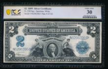 1899 $2 Mini Porthole Silver Certificate PCGS 30