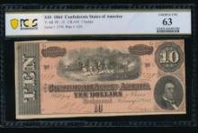 1864 $10 T-68 Confederate PCGS 63