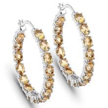 Plated Rhodium 4.80ctw Citrine Earrings