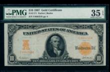 1907 $10 Gold Certificate PMG 35EPQ