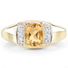 Plated 14KT Yellow Gold 1.30ct Citrine and White Topaz Ring