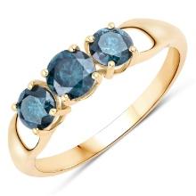 14KT Yellow Gold 1.00ctw Blue Diamond Ring