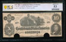 1862 $10 T-46 Confederate PCGS 53