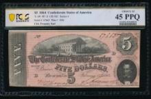 1864 $5 T-69 Confederate PCGS 45PPQ