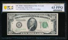 1934C $10 St Louis FRN PCGS 63PPQ