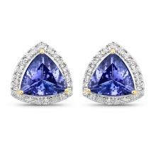 14KT Yellow Gold 3.82ctw Tanzanite and White Diamond Earrings