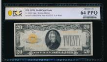 1928 $20 Gold Certificate PCGS 64PPQ