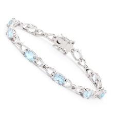 Plated Rhodium 8.55ctw Blue Topaz Bracelet