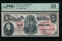 1875 $5 Legal Tender Note PMG 55