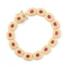 Plated 18KT Yellow Gold 8.00ctw Ruby Bracelet