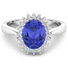 14KT White Gold 1.09ct Tanzanite and Diamond Ring