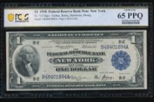 1918 $1 New York FRBN PCGS 65PPQ