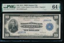 1915 $10 Kansas City FRBN PMG 64EPQ
