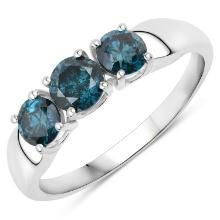 14KT White Gold 1.03ctw Blue Diamond Ring