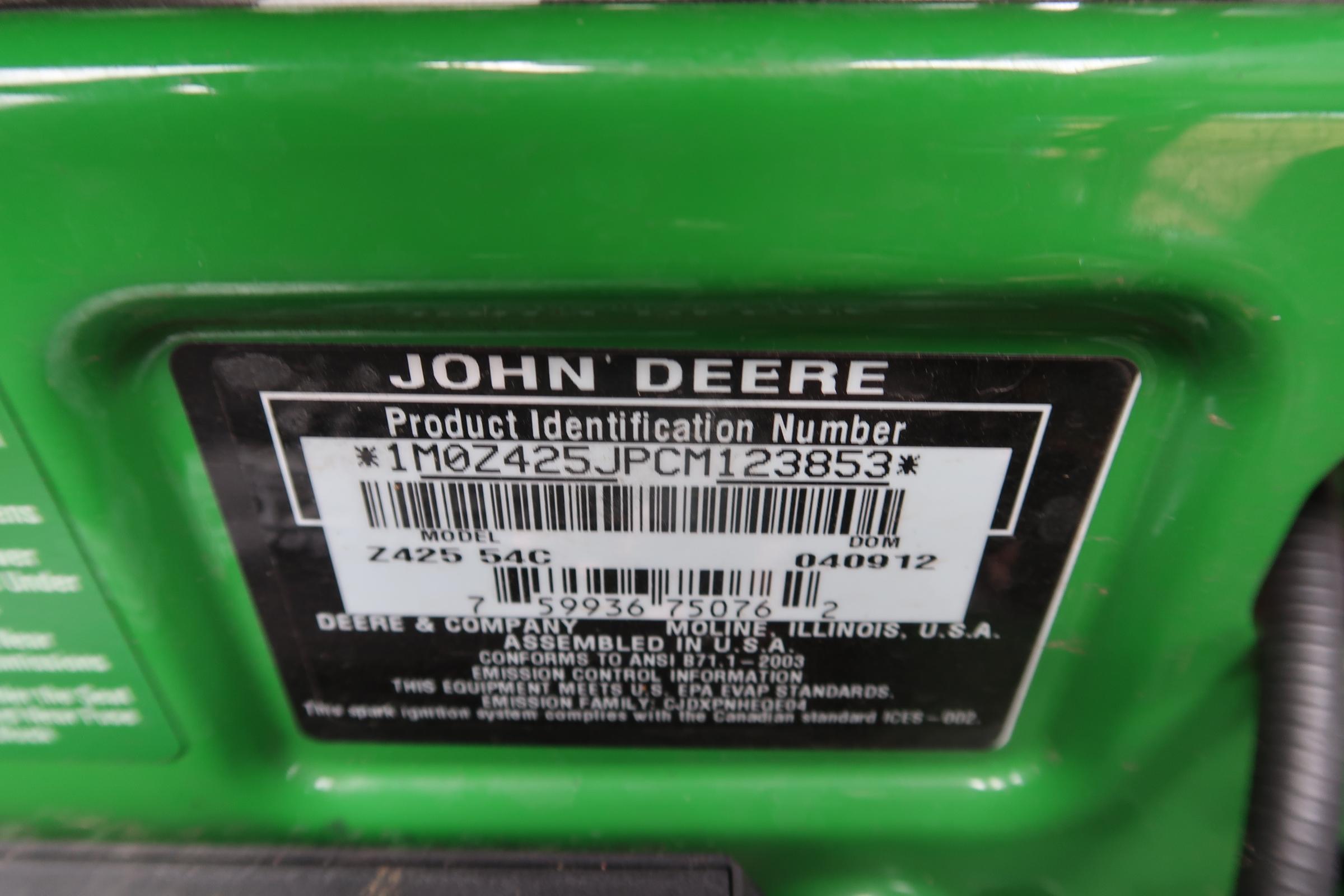 2012 JOHN DEERE Z425 ZERO TURN