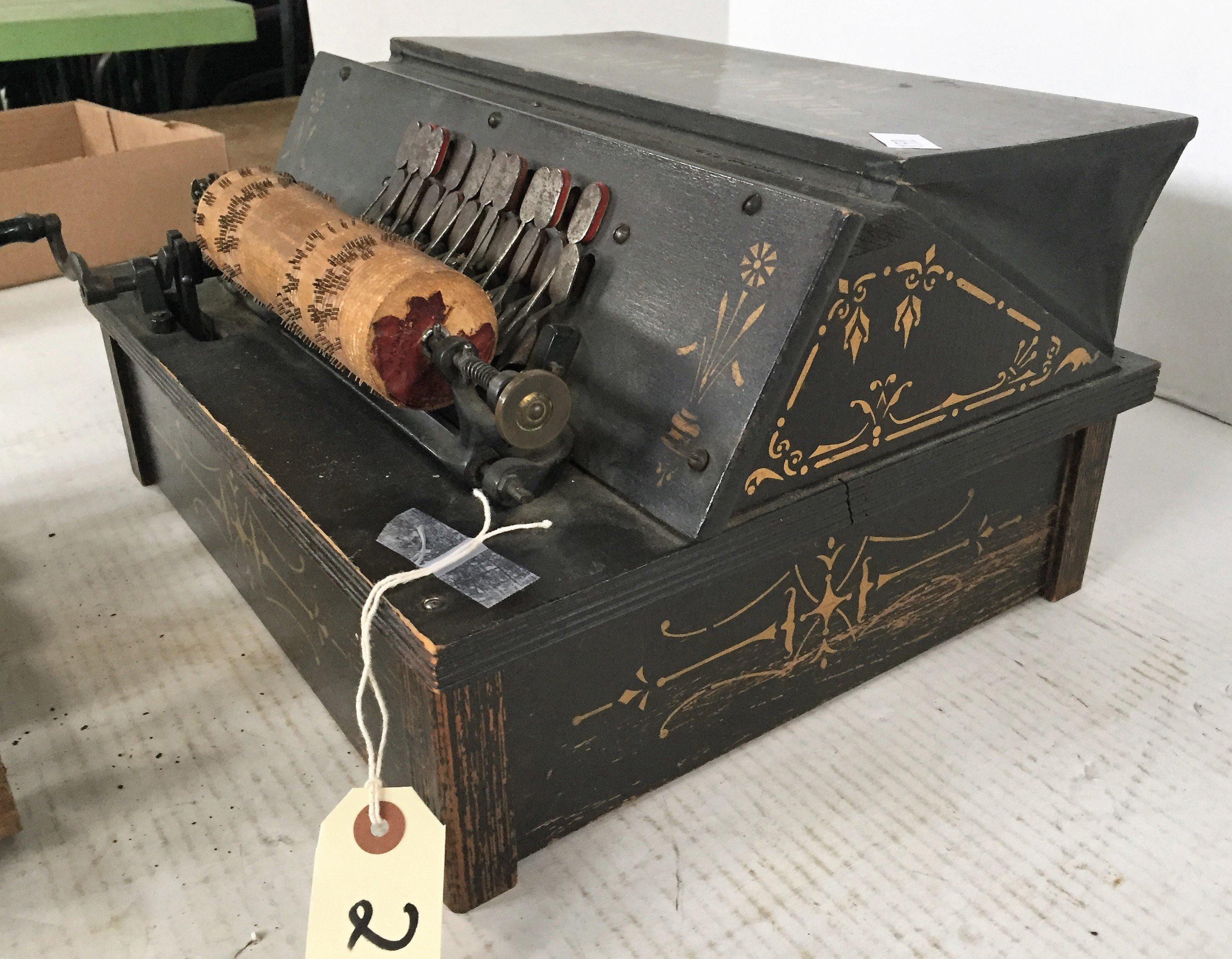 EARLY PRIMITIVE "THE GEM ROLLER ORGAN" COMES W/6 ROLLERS.