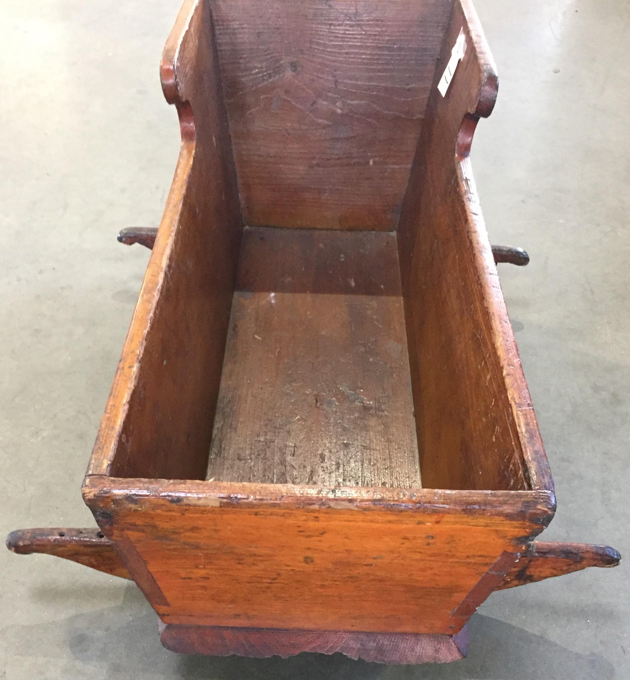 Early Wooden Rocking Doll Cradle