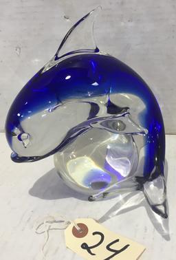 Dolphin Glass Paperweight