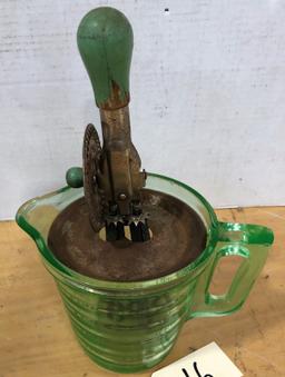 Antique Green Hand MIxer Measuring Cup