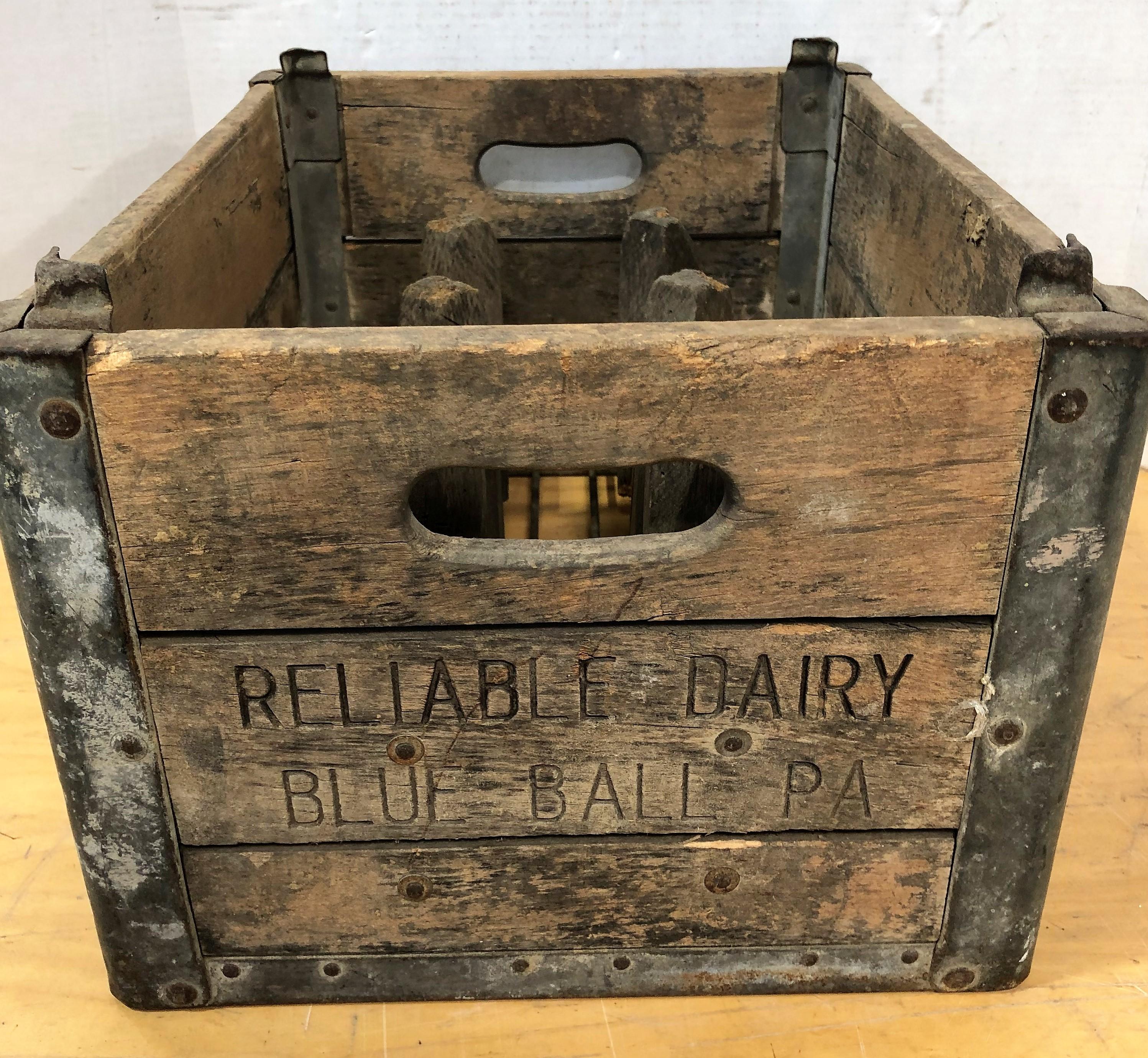 Vintage Wooden "Reliable Dairy" Milk Crate