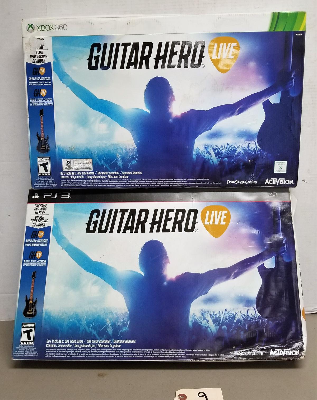 (2) PS3 & X-box 360 Guitar Hero Game & Guitar