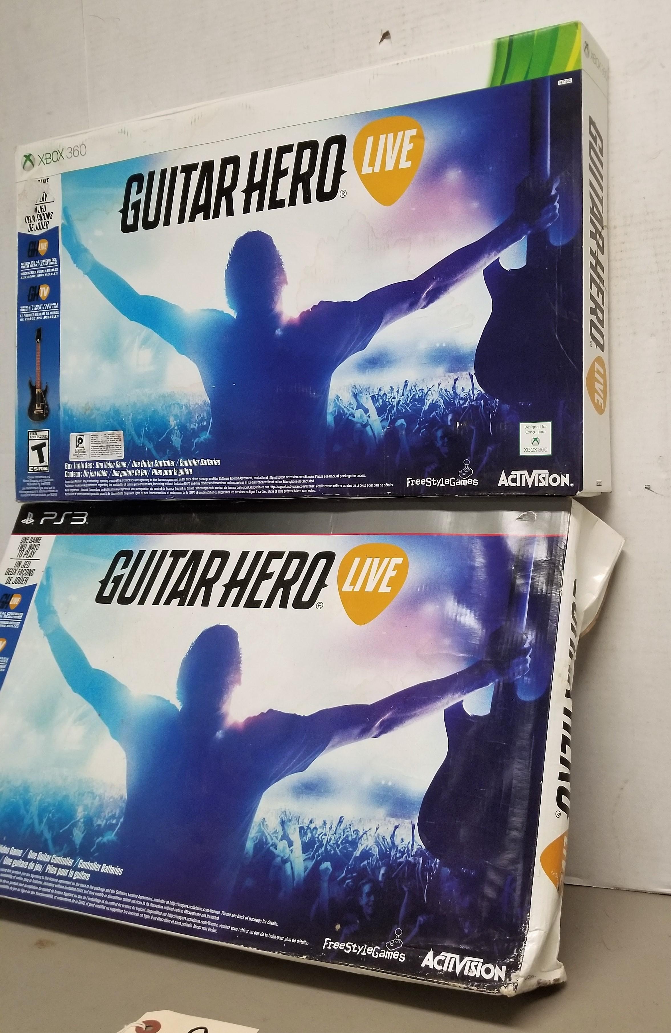 (2) PS3 & X-box 360 Guitar Hero Game & Guitar