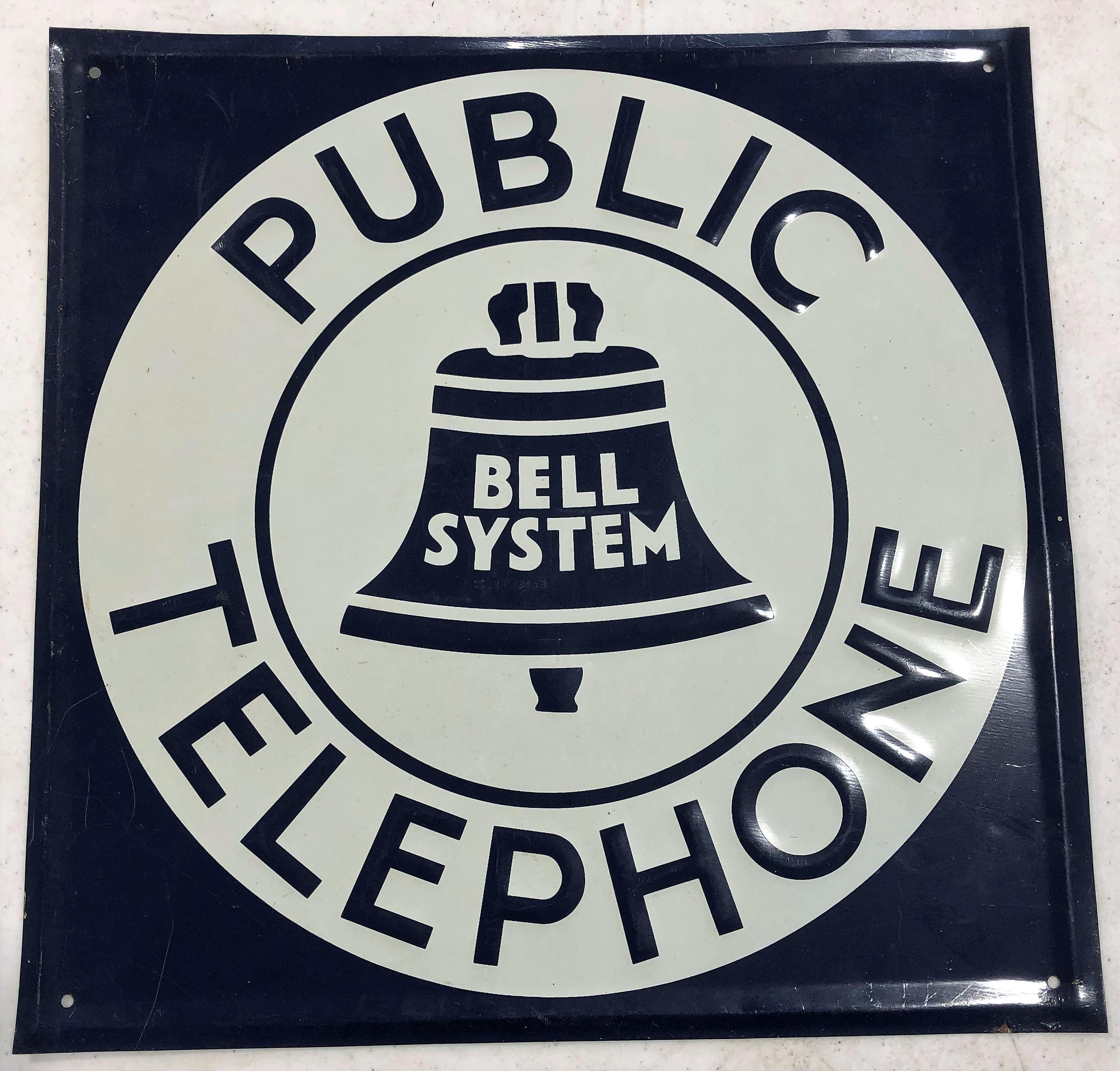 Embossed "Public Telephone" Sign