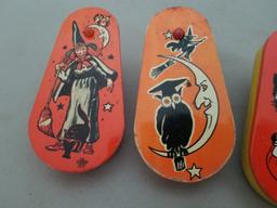 (4) Vintage Tin Halloween Noise Makers