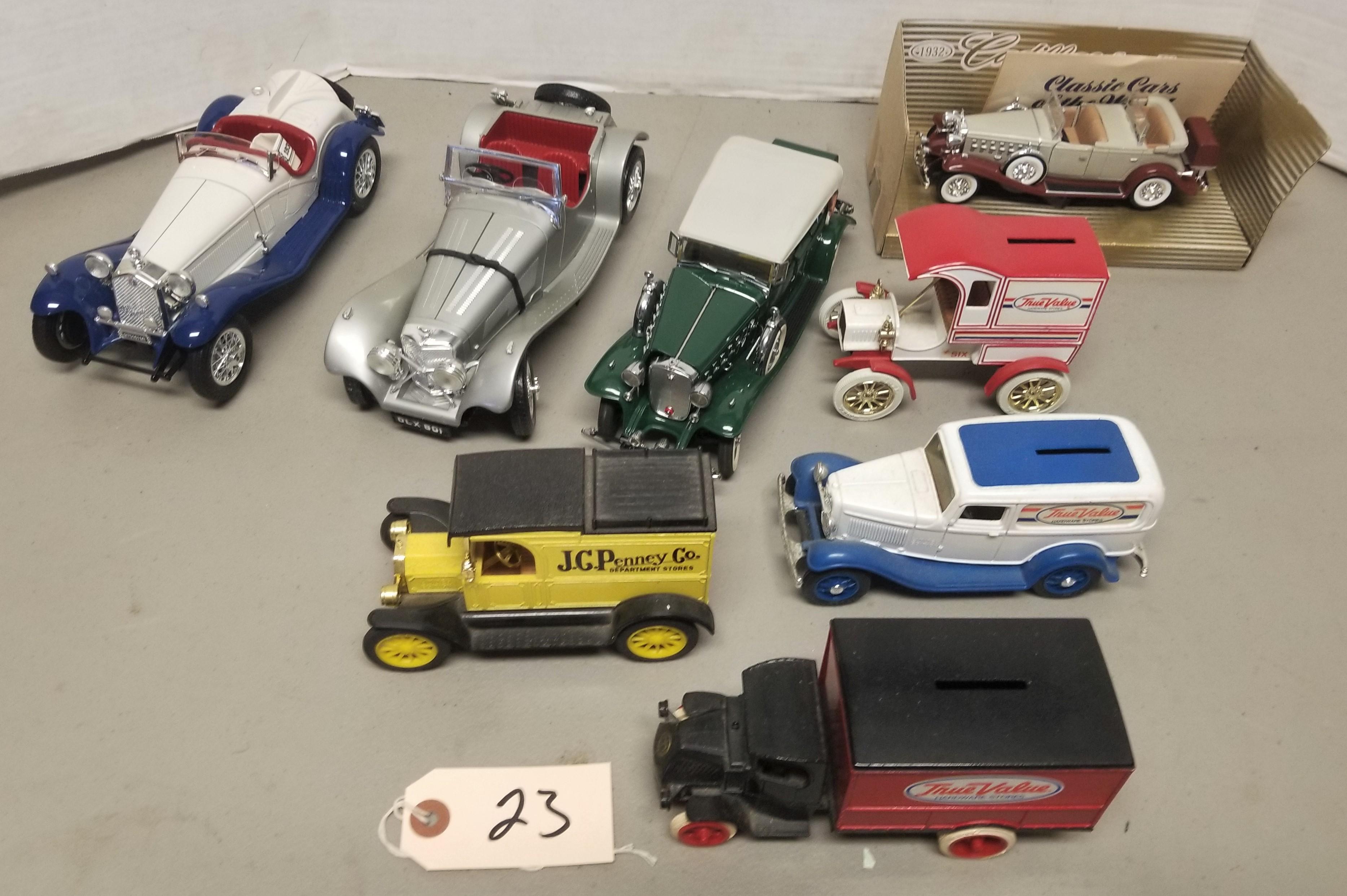 8 assorted model cars,