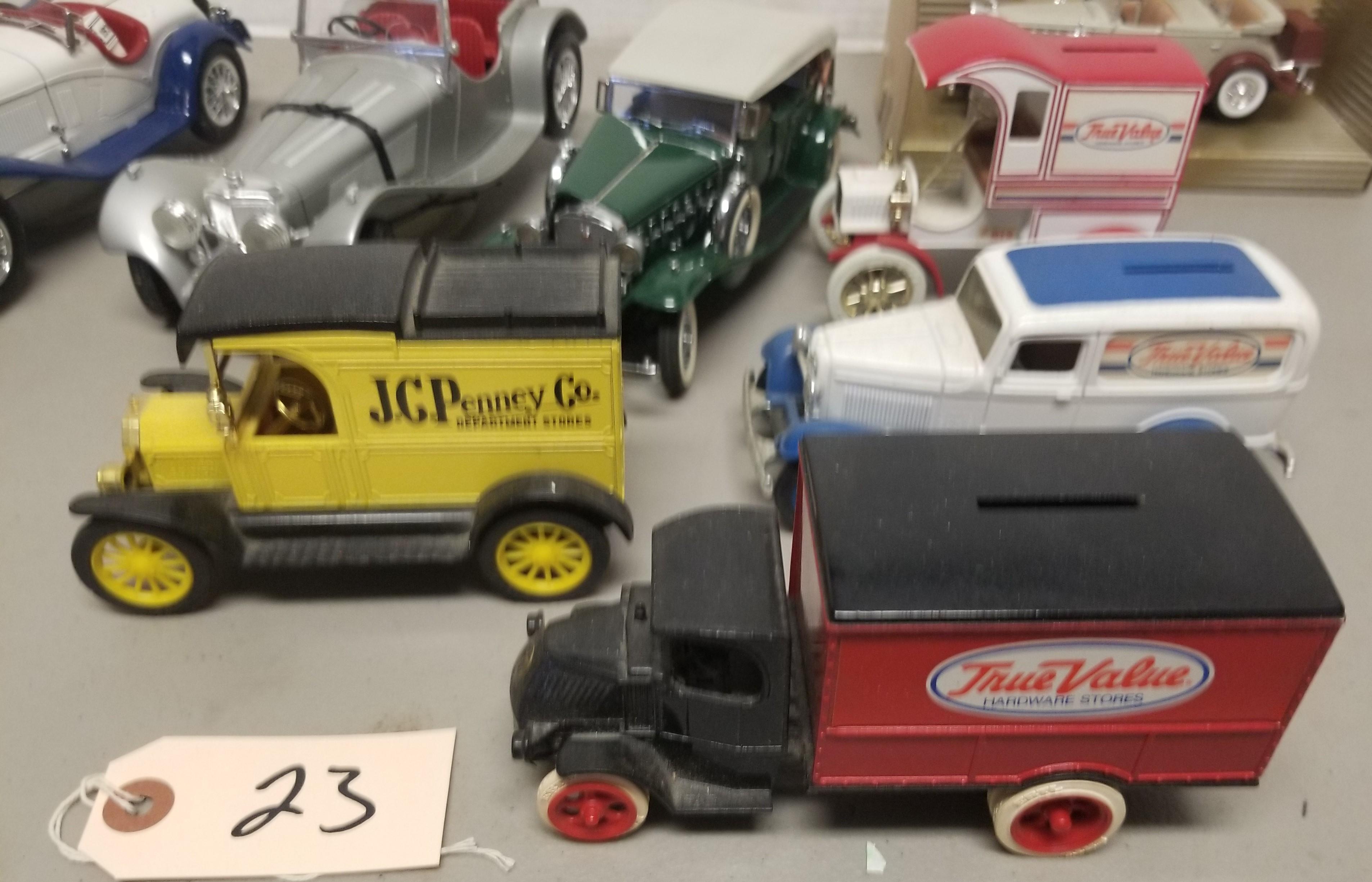 8 assorted model cars,