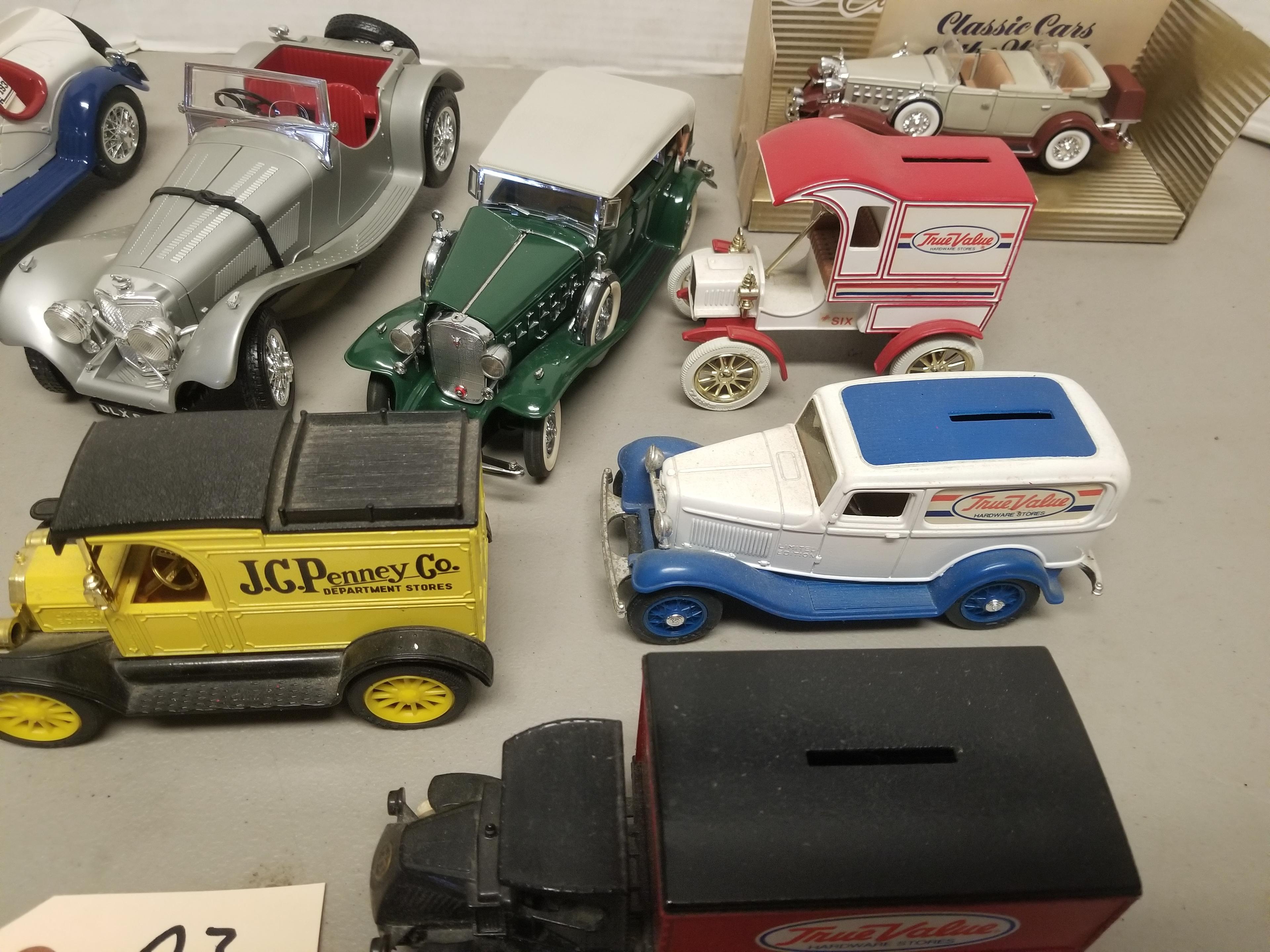 8 assorted model cars,