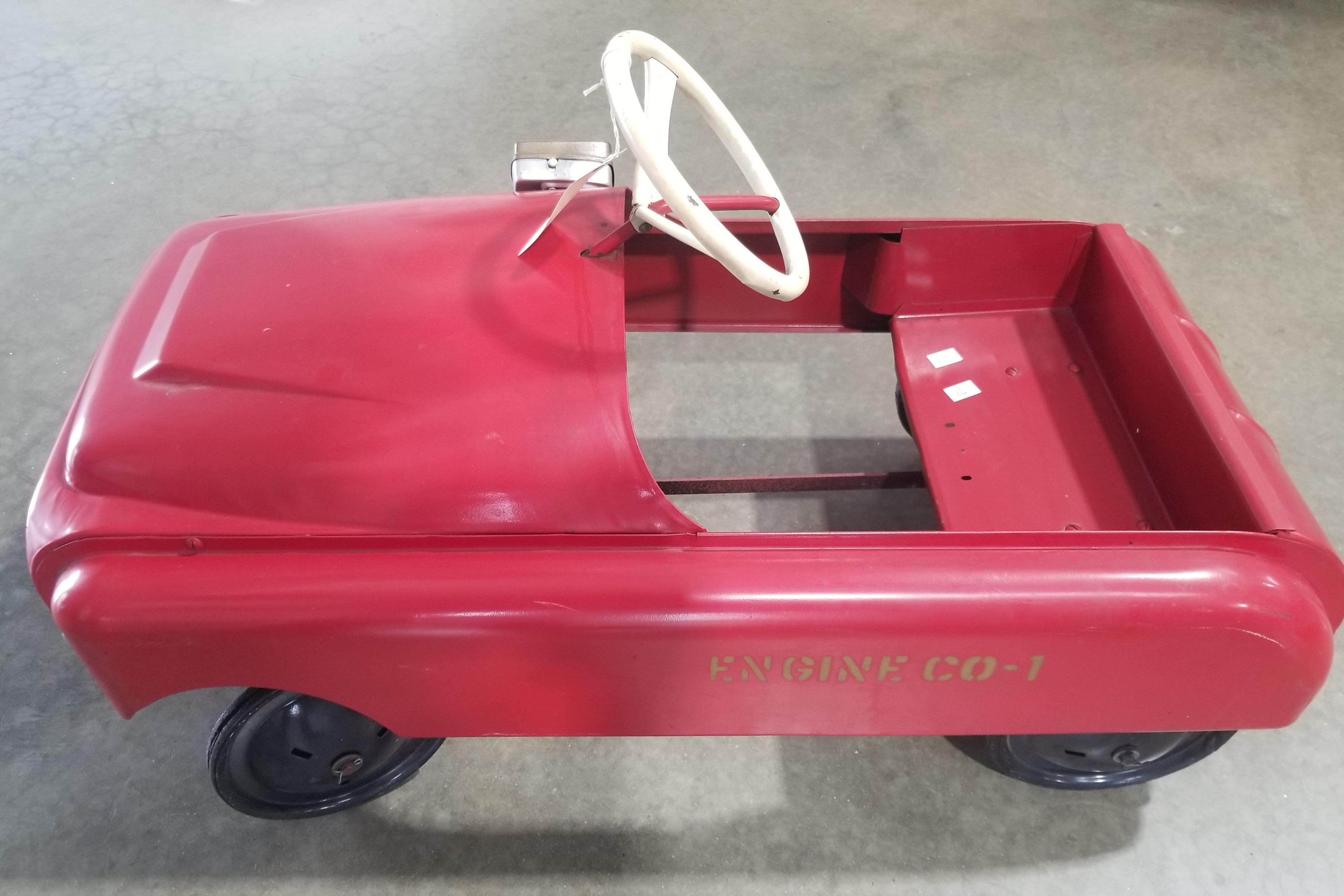 Vintage Metal Fire Truck Pedal Car