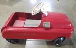 Vintage Metal Fire Truck Pedal Car