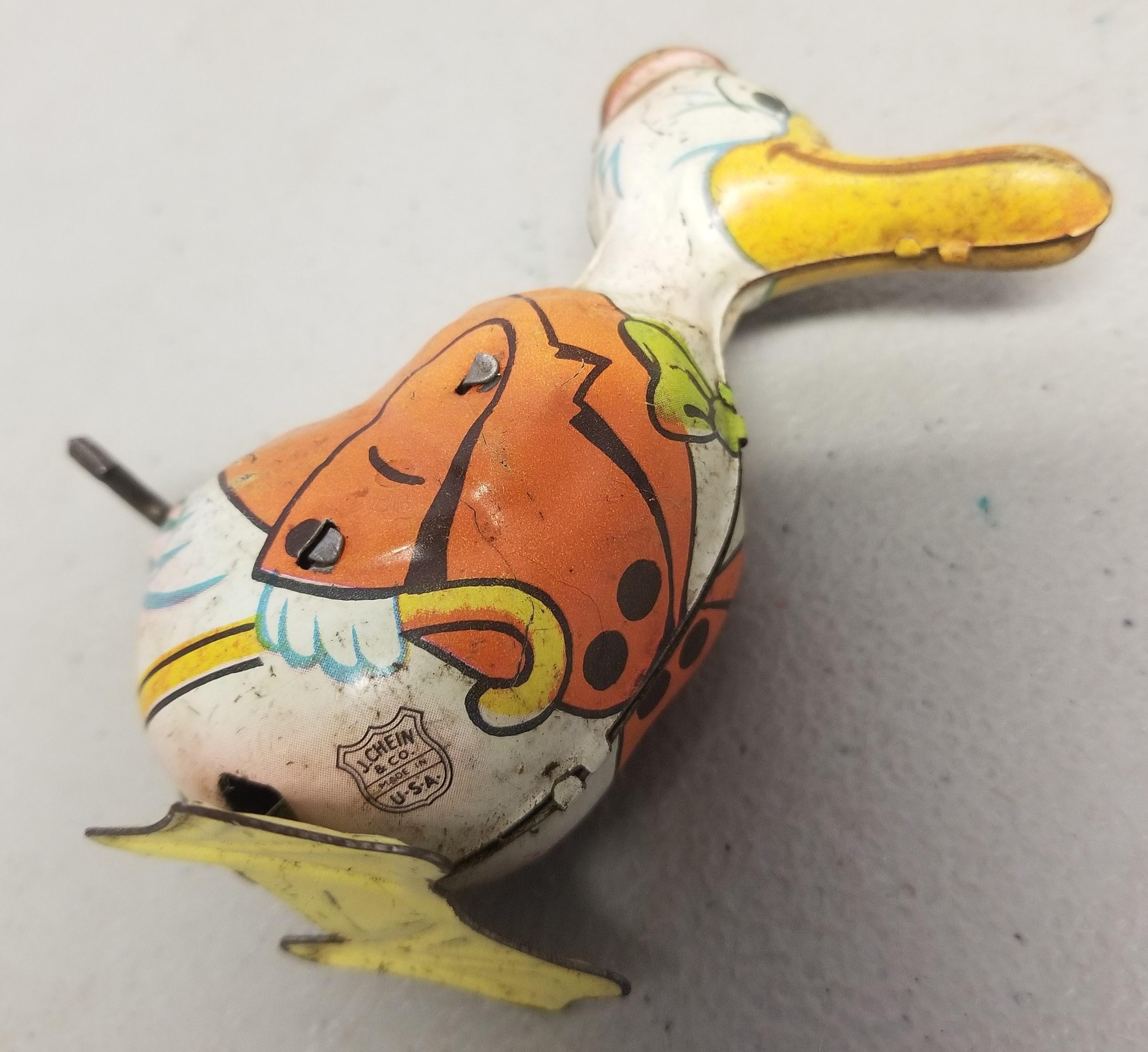 Vintage J. Chein & Co. Tin Litho Wind-Up Duck Toy