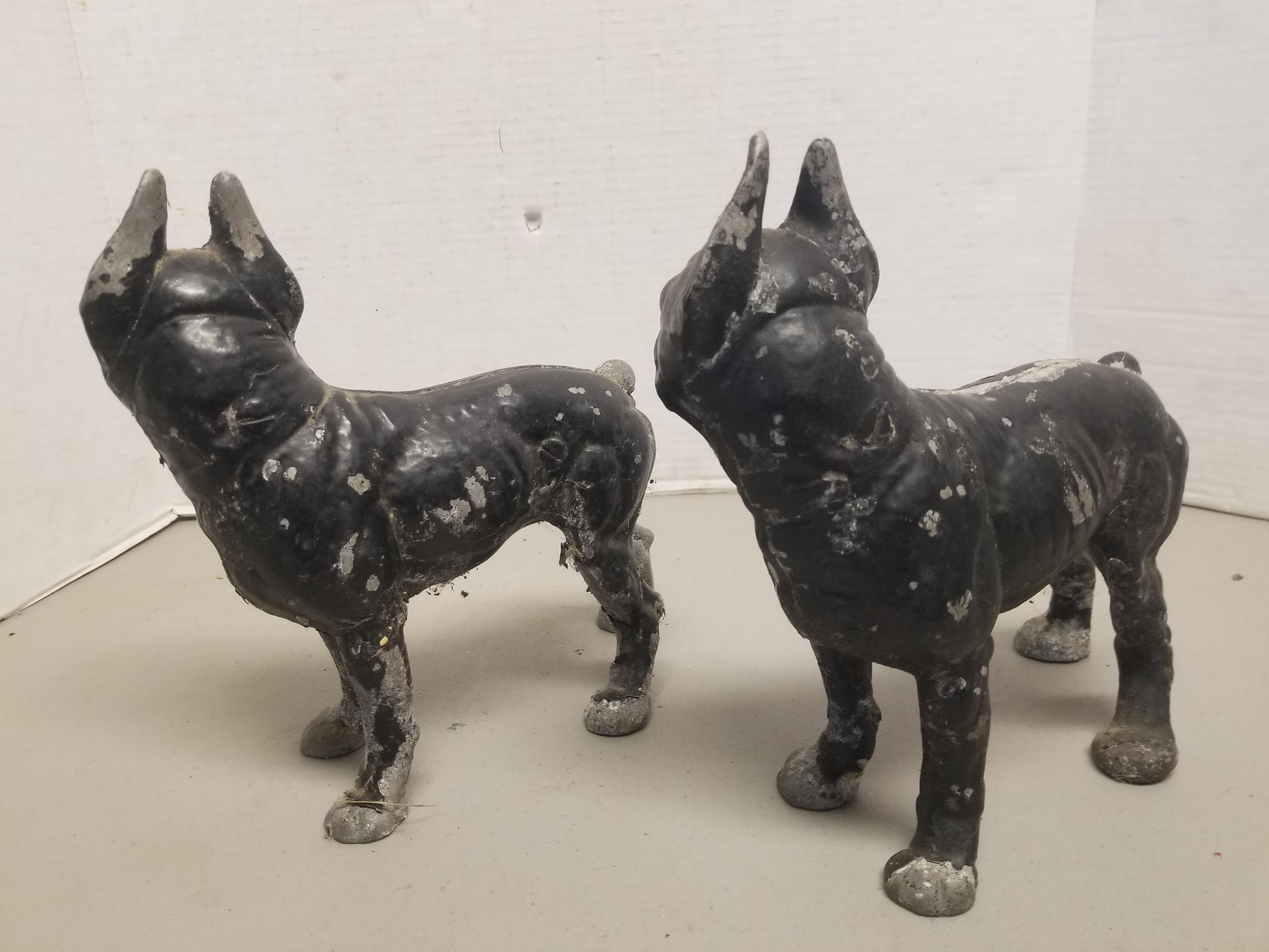 2 Cast Aluminum Dog Figurines,