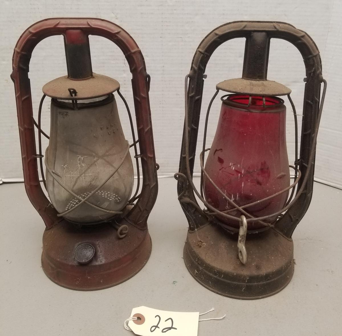 (2) Vintage Dietz Railroad Lanterns