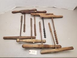 8 - Assorted Antique Hand Augers