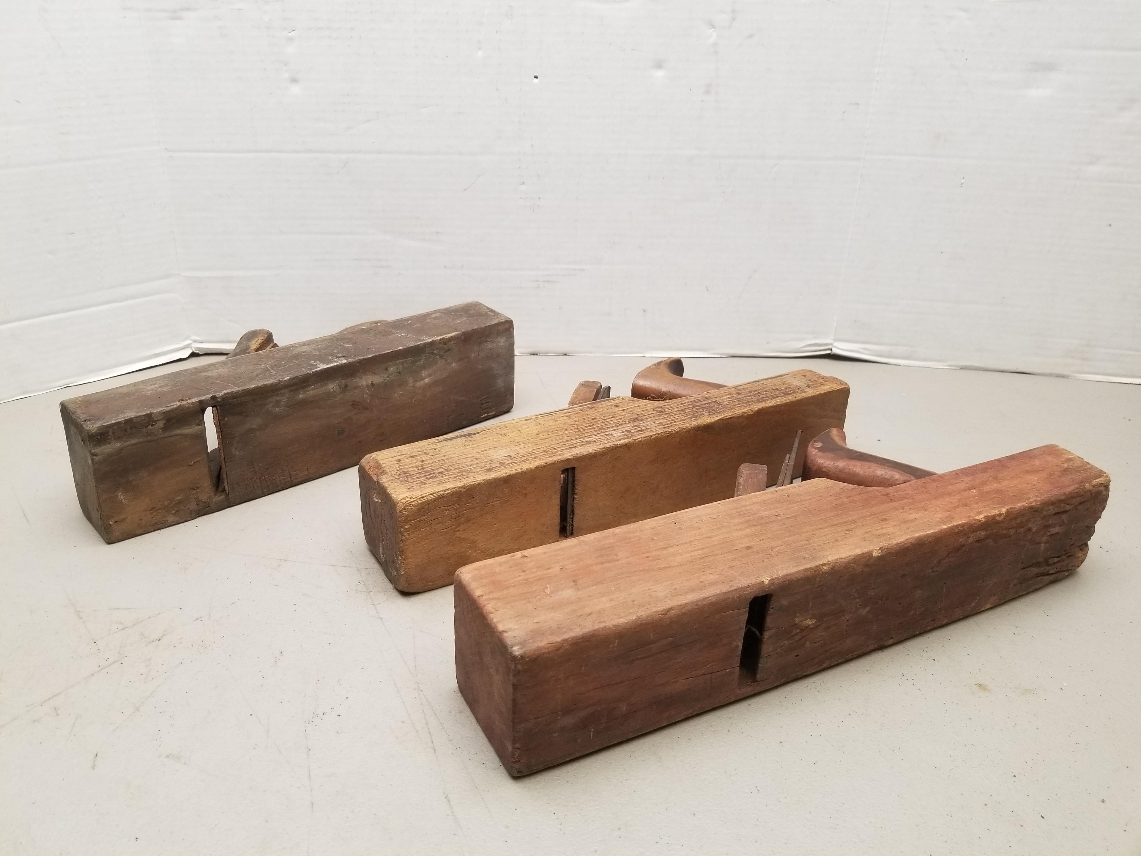 3 - Wooden Unmarked Wood Planes