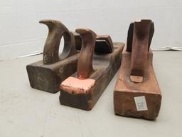 3 - Wooden Unmarked Wood Planes
