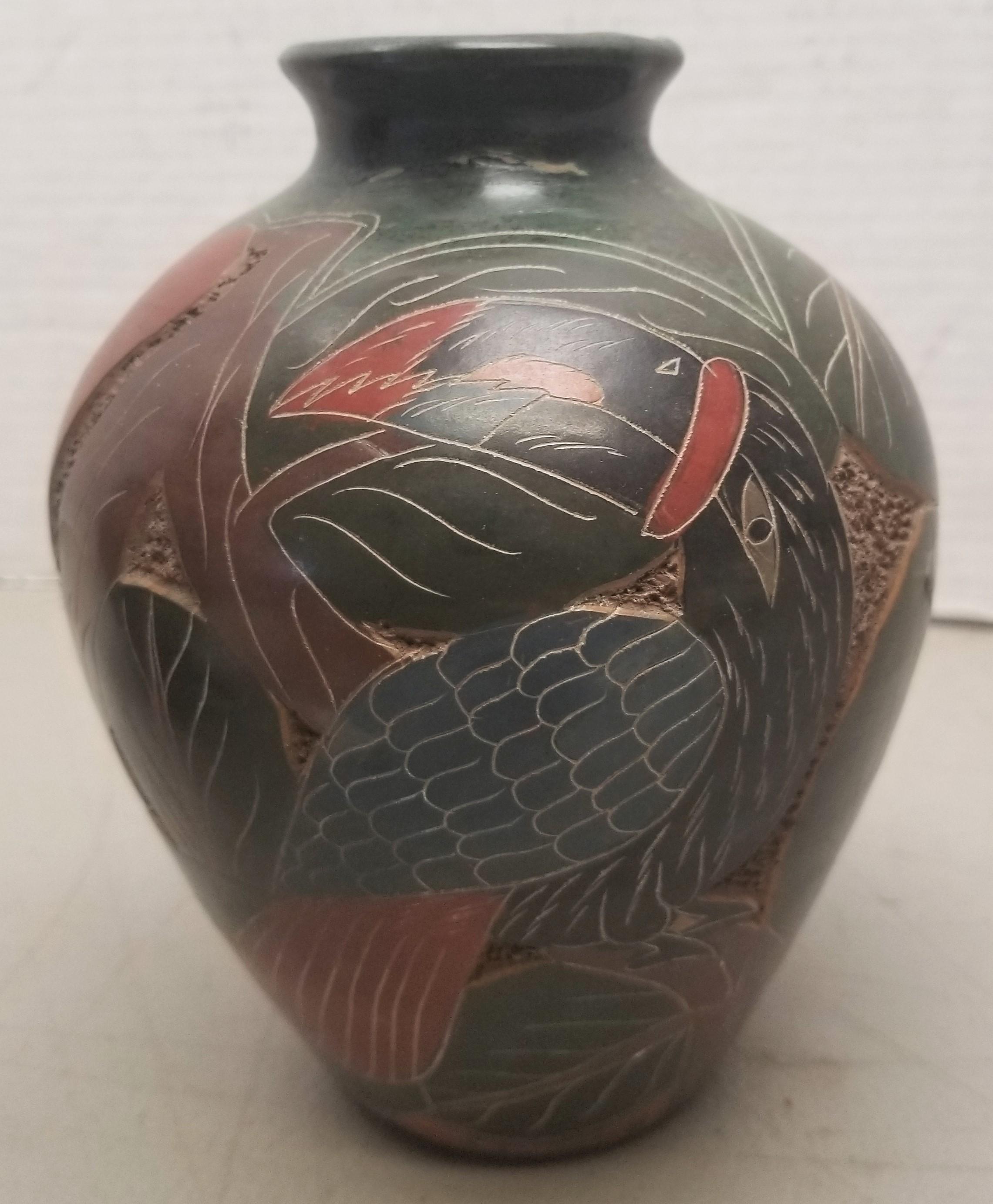(2) Handmade Redware Vases