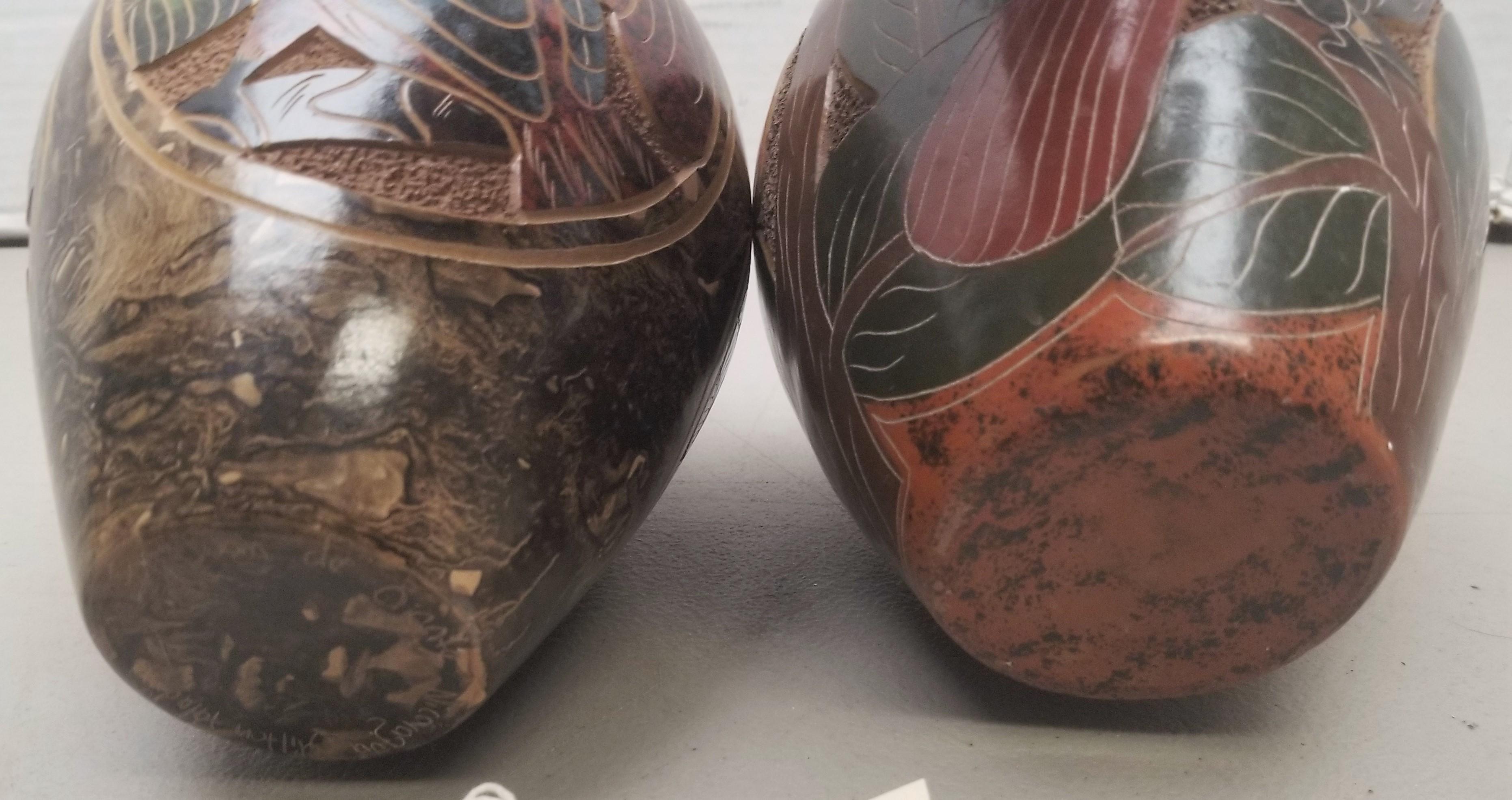 (2) Handmade Redware Vases