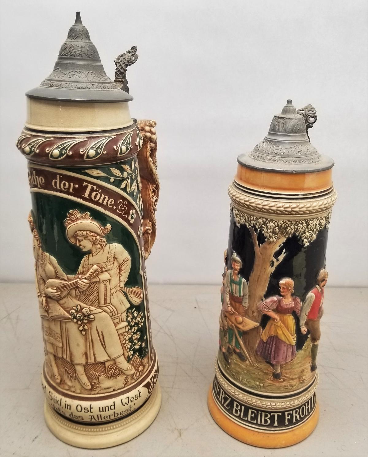 2 - Large German Beer Steins