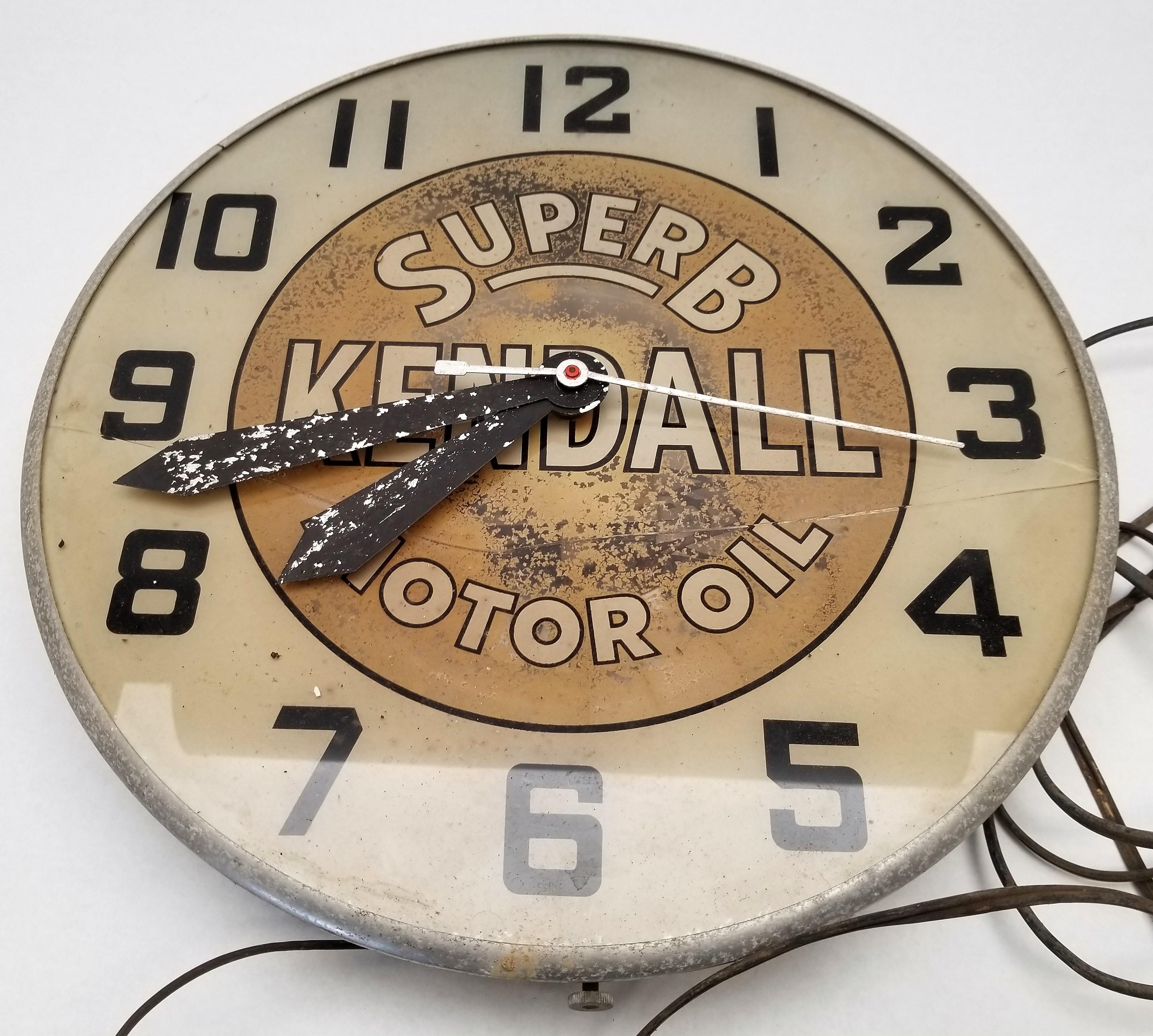 "Kendall Super B Motor Oil" Electric Wall Clock