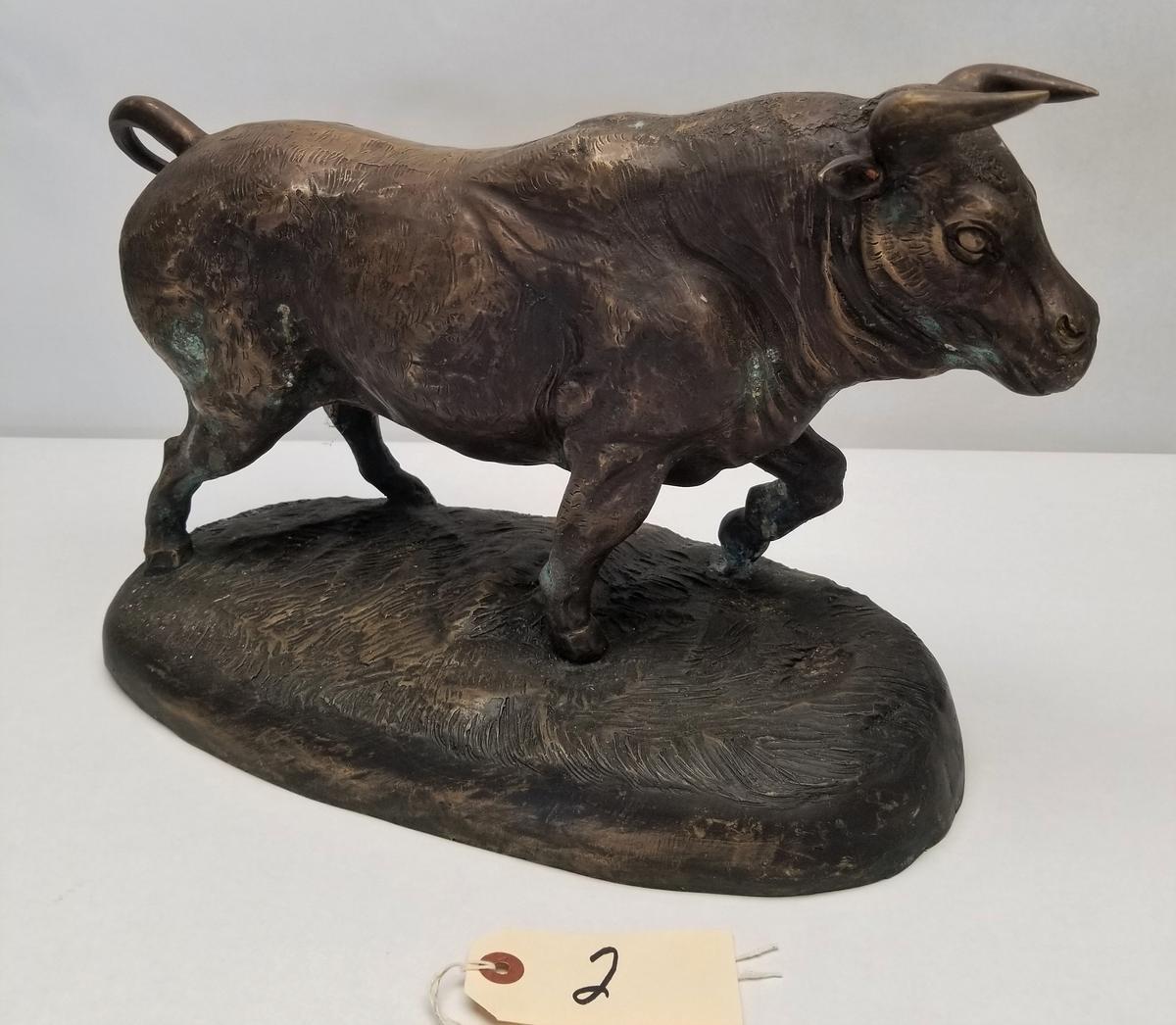 Bronze Bull Statue by B. Carmona