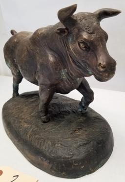 Bronze Bull Statue by B. Carmona