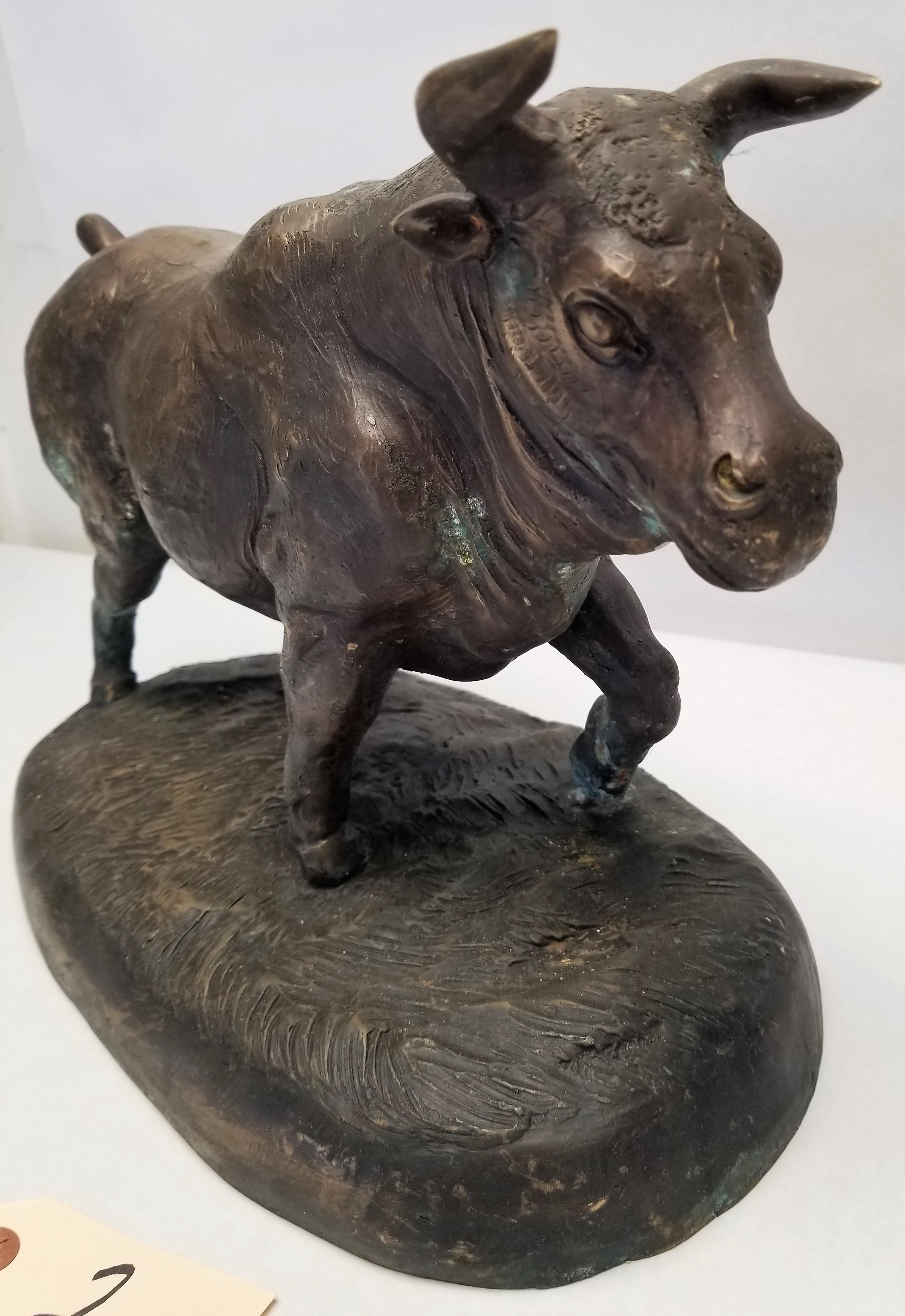 Bronze Bull Statue by B. Carmona