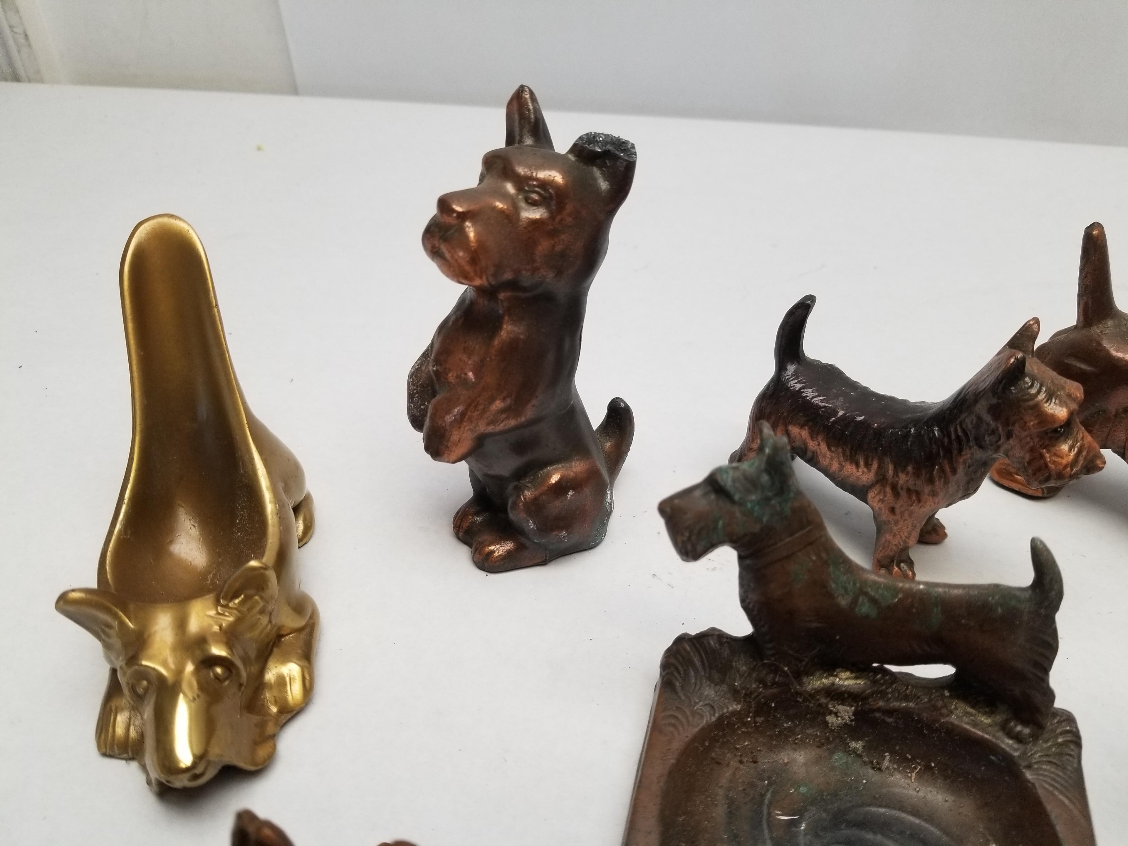 11 - Assorted Terrier Figurines (Brass & Brass Painted)